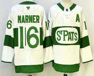 Men's Toronto Maple Leafs #16 Mitch Marner White St Pats Authentic Jersey