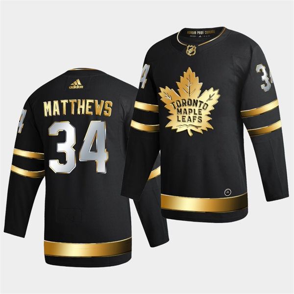 Men's Toronto Maple Leafs #34 Auston Matthews 2021 Black Golden Edition Limited Jersey Stitched