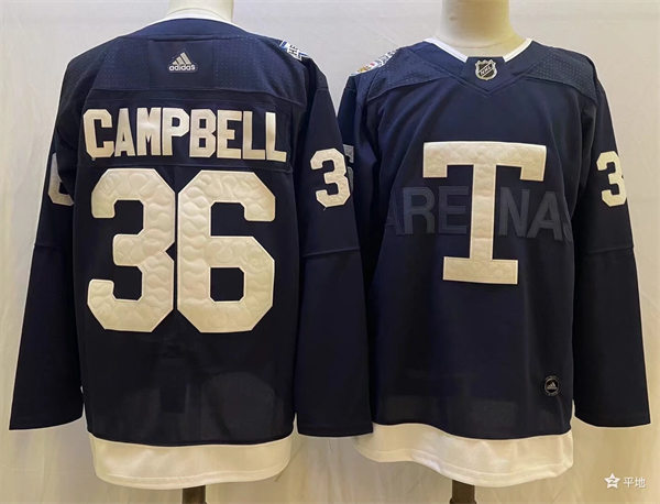 Men's Toronto Maple Leafs #36 Jack Campbell 2022 Navy Team Heritage Classic Jersey Stitched