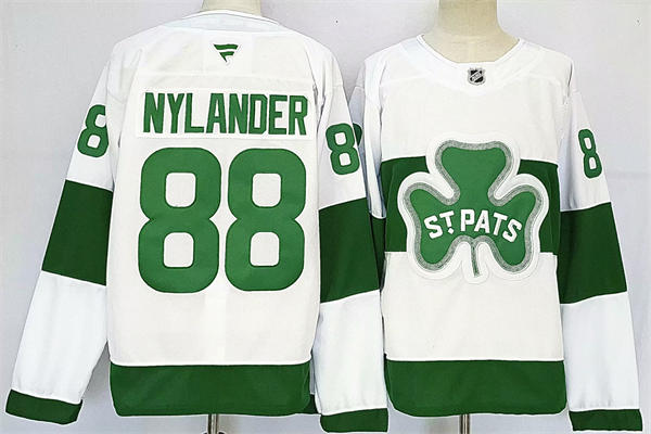 Men's Toronto Maple Leafs #88 William Nylander Fanatics White 2024 St. Patricks Alternate Premier Player Jersey 