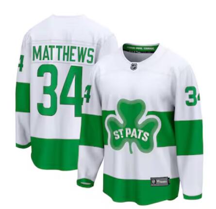 Men's Toronto Maple Leafs Auston Matthews Fanatics Branded White St. Patricks Alternate Premier Breakaway Player Jersey