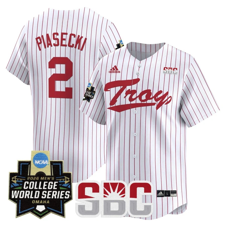 Men's Troy Trojans 2026 World Series Vapor Premier Limited Jersey WHITE #2 AARON PIASECKI