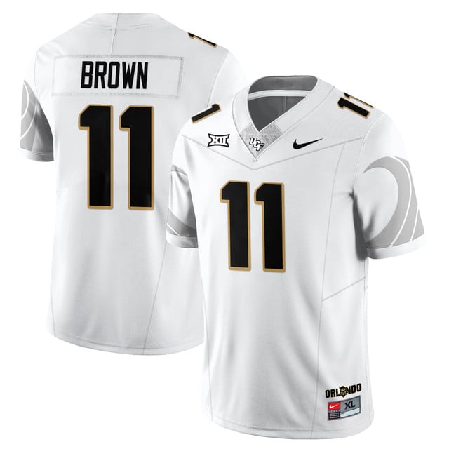 Men's UCF Football 2025 Core Uniforms WHITE#11 JACURRI BROWN