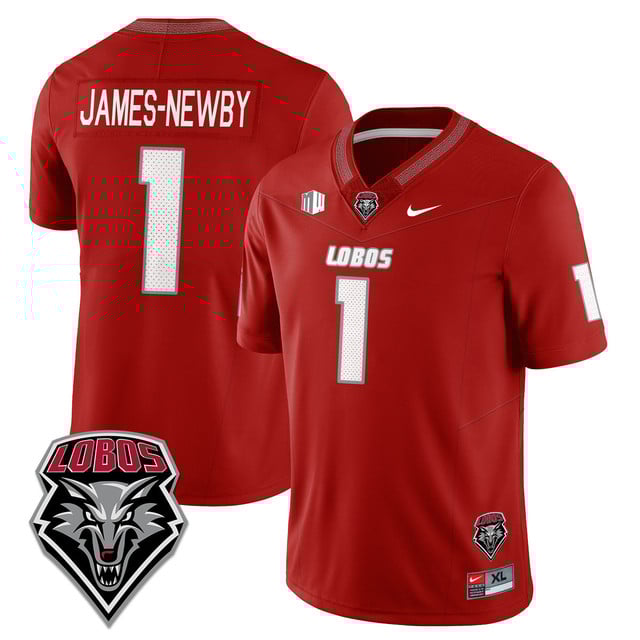 Men's UNM Lobo Football 2025 Jersey red #1 Keyshawn James-Newby