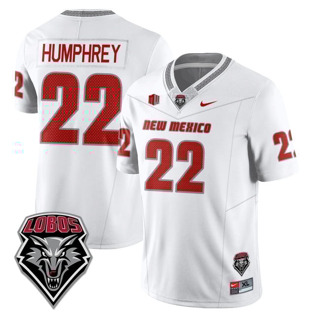 Men's UNM Lobo Football 2025 Jersey white #22 Scottre Humphrey