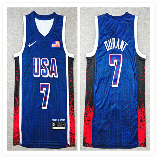 Men's USA Basketball Team #7 Kevin Durant 2024 Summer Olympics Swingman Jersey Navy