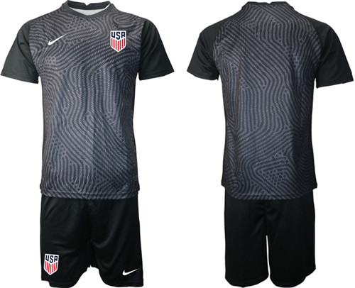 Men's USA Blank Black Goalkeeper  Jersey