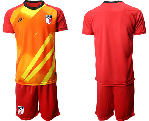 Men's USA Blank Red Goalkeeper Jersey