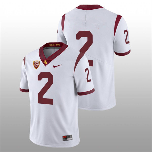 Men's USC Trojans #2 Adoree' Jackson Nike White Without Name Fight On College Football Game Jersey 