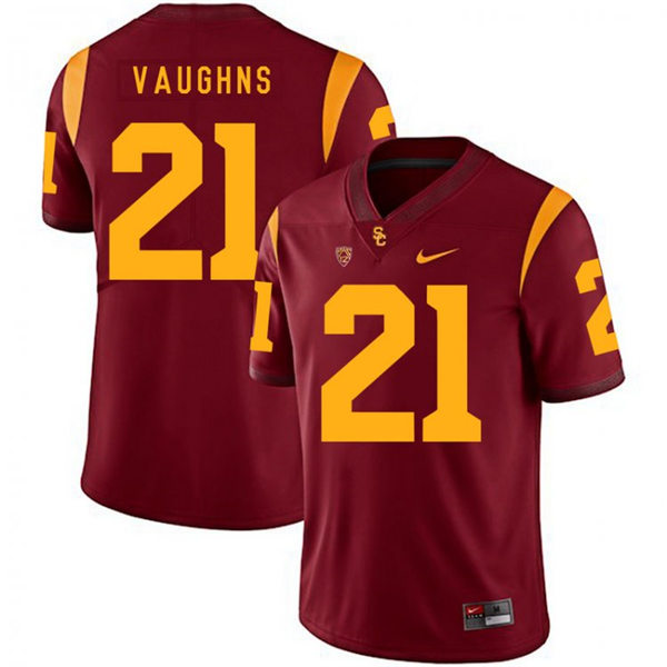 Men's USC Trojans #21 Tyler Vaughns Red With Name Nike NCAA College Vapor Untouchable Football Jersey 