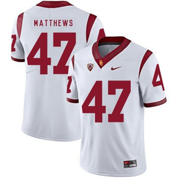 Men's USC Trojans #47 Clay Matthews White With Name Nike NCAA College Vapor Untouchable Football Jersey 