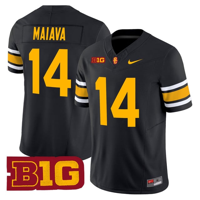 Men's USC Trojans Throwback 2025 Vapor Limited Jersey BLACK #14 JAYDEN MAIAVA