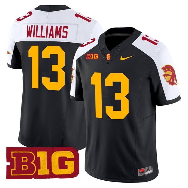 Men's USC Trojans Throwback 2025 Vapor Limited Jersey BLACK ALTERNATE#13 CALEB WILLIAMS