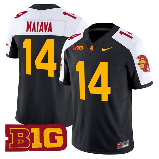 Men's USC Trojans Throwback 2025 Vapor Limited Jersey BLACK ALTERNATE#14 JAYDEN MAIAVA