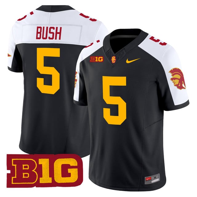 Men's USC Trojans Throwback 2025 Vapor Limited Jersey BLACK ALTERNATE#5 REGGIE BUSH