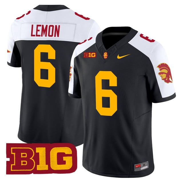Men's USC Trojans Throwback 2025 Vapor Limited Jersey BLACK ALTERNATE#6 MAKAI LEMON
