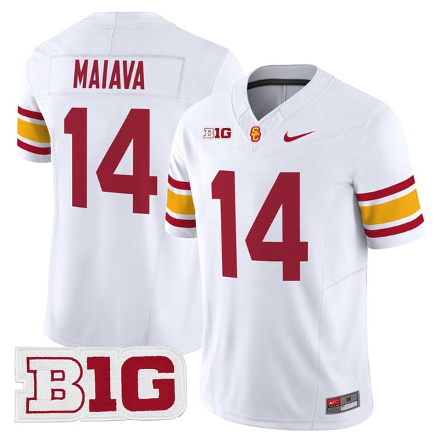 Men's USC Trojans Throwback 2025 Vapor Limited Jersey WHITE #14 JAYDEN MAIAVA