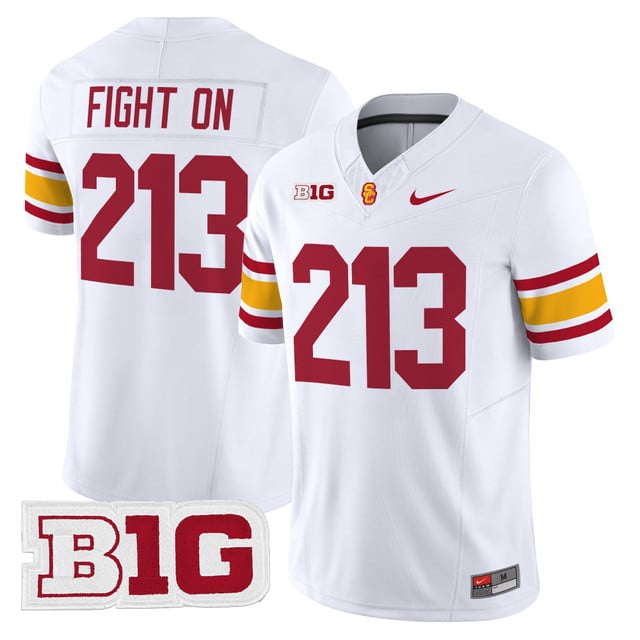 Men's USC Trojans Throwback 2025 Vapor Limited Jersey WHITE #213 FIGHT ON