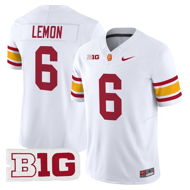 Men's USC Trojans Throwback 2025 Vapor Limited Jersey WHITE #6 MAKAI LEMON