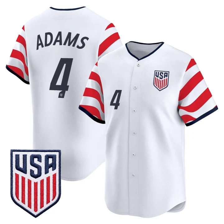 Men's USMNT 2026 World Cup Vapor Baseball Jersey #4 TYLER ADAMS