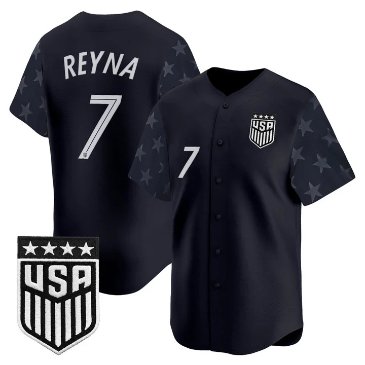 Men's USMNT 2026 World Cup Vapor Baseball Jersey STARS #7 GIO REYNA
