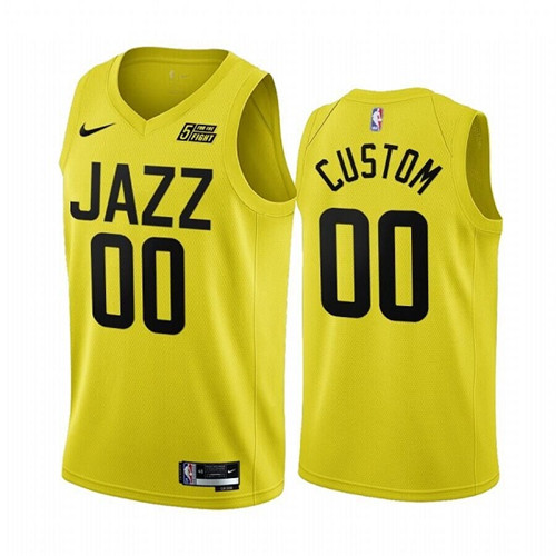Men's Utah Jazz Active Player Custom 2022 23 Yellow Icon Edition Stitched Basketball Jersey