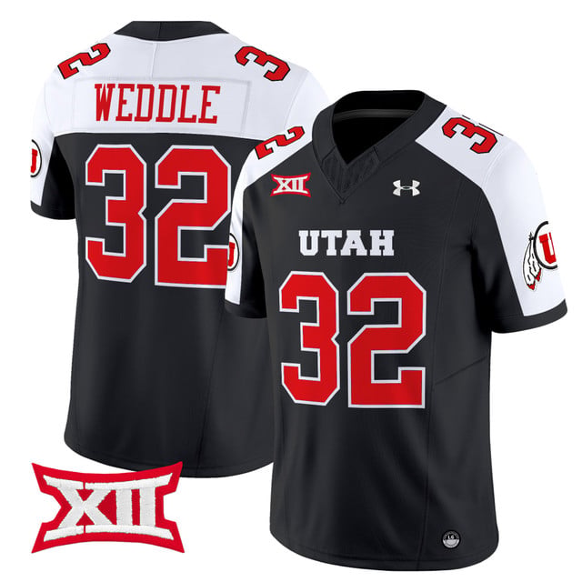 Men's Utah Utes 2025 Vapor Limited Jersey black white #32 Eric Weddle