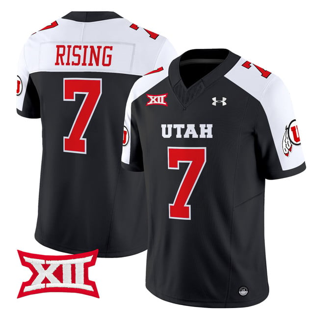 Men's Utah Utes 2025 Vapor Limited Jersey black white #7 Cameron Rising
