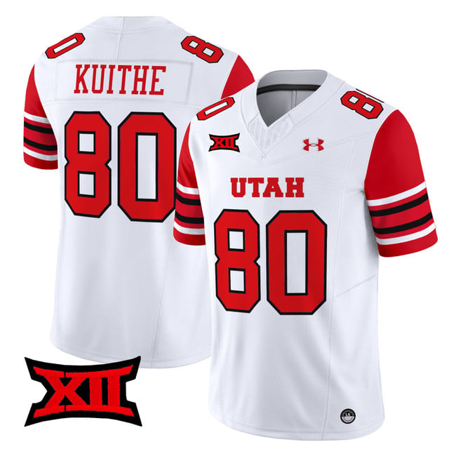 Men's Utah Utes 2025 Vapor Limited Jersey white #80 Brant Kuithe