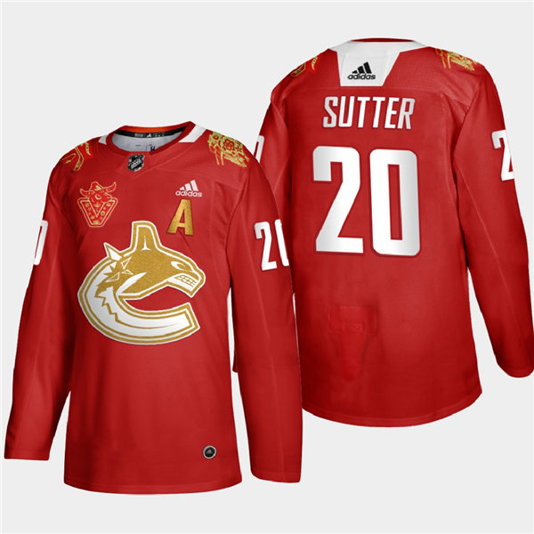 Men's Vancouver Canucks #20 Brandon Sutter adidas 2021 Chinese New Year Red Jersey Stitched