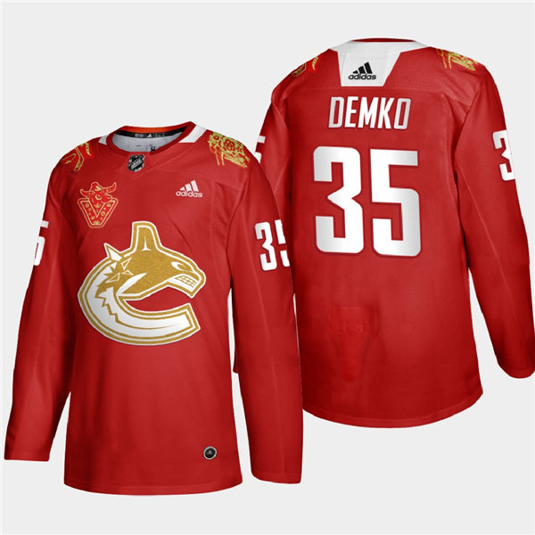Men's Vancouver Canucks #35 Thatcher Demko adidas 2021 Chinese New Year Red Jersey Stitched