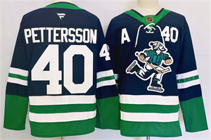 Men's Vancouver Canucks #40 Elias Pettersson Navy 2024 Reverse Retro Stitched