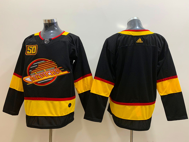Men's Vancouver Canucks Blank adidas Black Vancouver Canucks 2019-20 Flying Skate Authentic