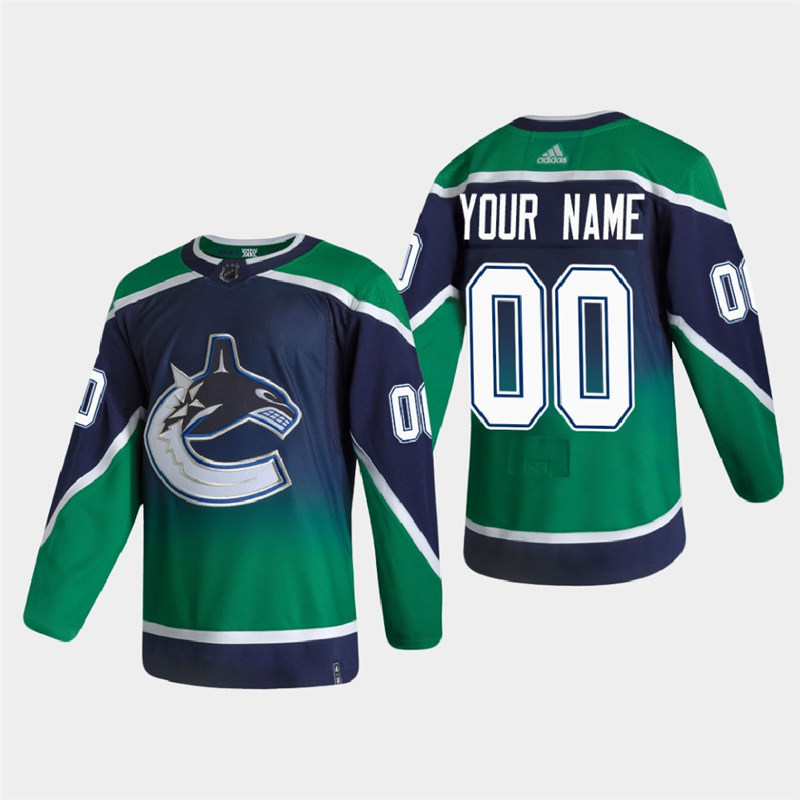 Men's Vancouver Canucks Custom adidas 2021 Season Reverse Retro Authentic Blue Jersey Stitched