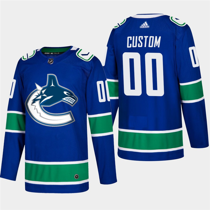 Men's Vancouver Canucks Custom adidas Home Blue Jersey Stitched