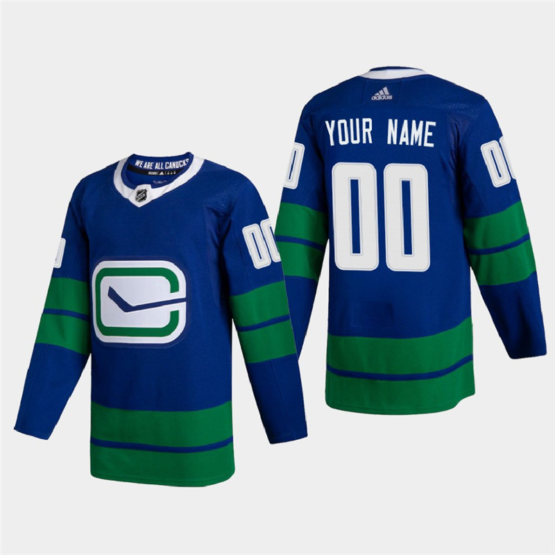 Men's Vancouver Canucks adidas Alternate Blue Third Custom Jersey Stitched