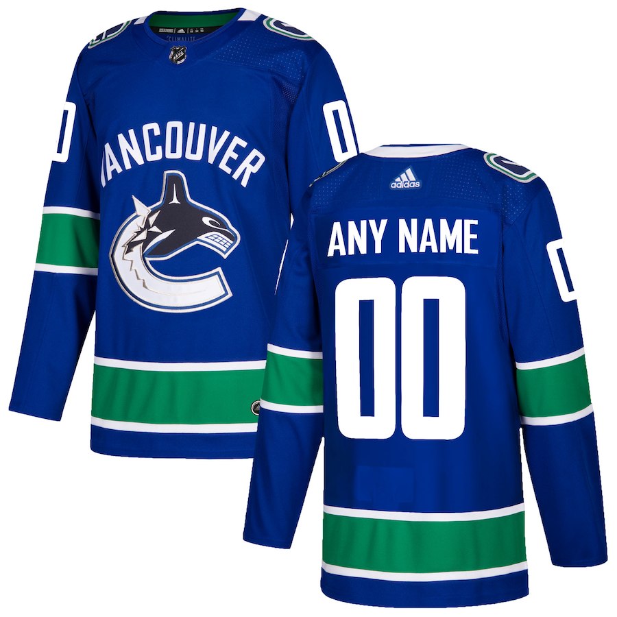 Men's Vancouver Canucks adidas Blue Authentic Custom Jersey -Old Style Stitched