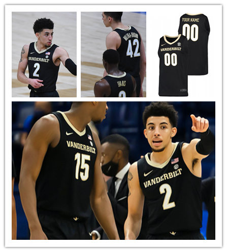Men's Vanderbilt Commodores Custom Nike 2019 Black White College Game Basketball Jersey 