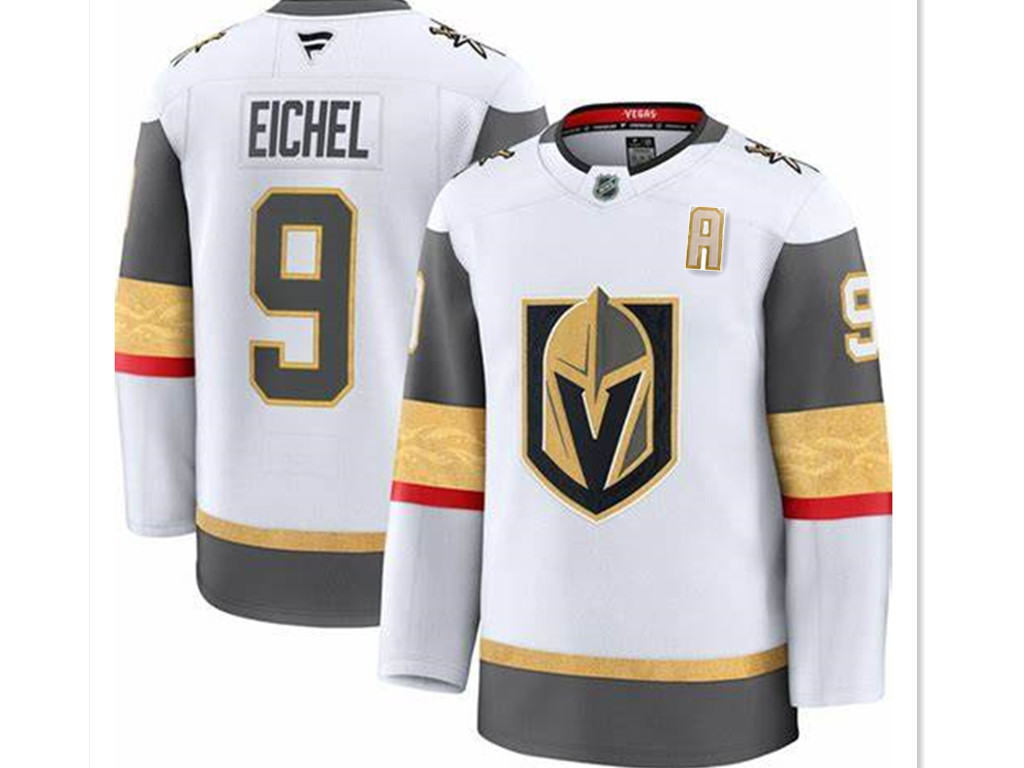 Men's Vegas Golden Knights #9 Jack Eichel White With A Patch Authentic Jersey