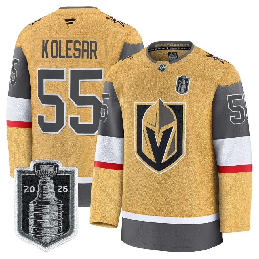 Men's Vegas Golden Knights 2026 Stanley Cup Patch Premium Jersey #55 KEEGAN KOLESAR