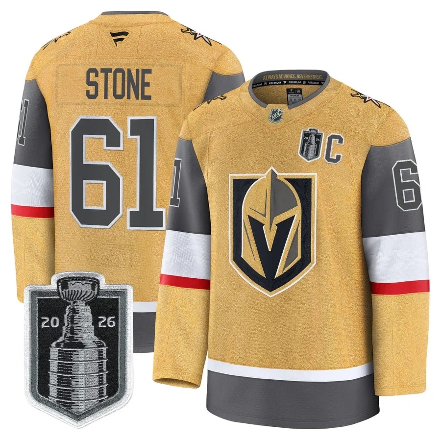 Men's Vegas Golden Knights 2026 Stanley Cup Patch Premium Jersey #61 MARK STONE