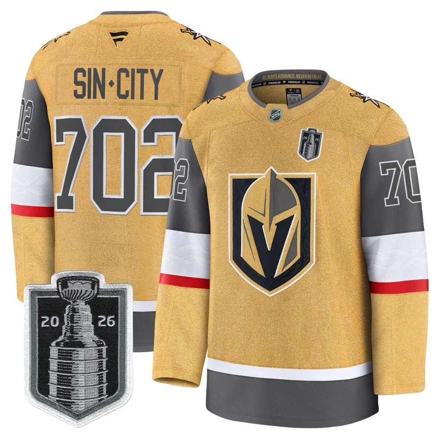 Men's Vegas Golden Knights 2026 Stanley Cup Patch Premium Jersey #702 SINCITY