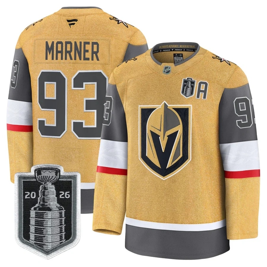 Men's Vegas Golden Knights 2026 Stanley Cup Patch Premium Jersey #93 MITCH MARNER
