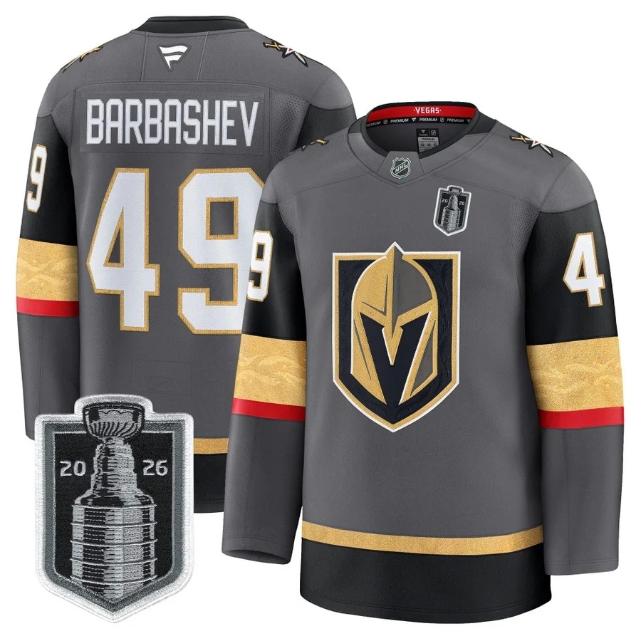 Men's Vegas Golden Knights 2026 Stanley Cup Patch Premium Jersey GRAY #49 IVAN BARBASHEV