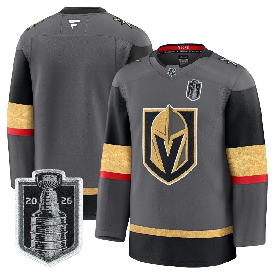 Men's Vegas Golden Knights 2026 Stanley Cup Patch Premium Jersey GRAY BLANK