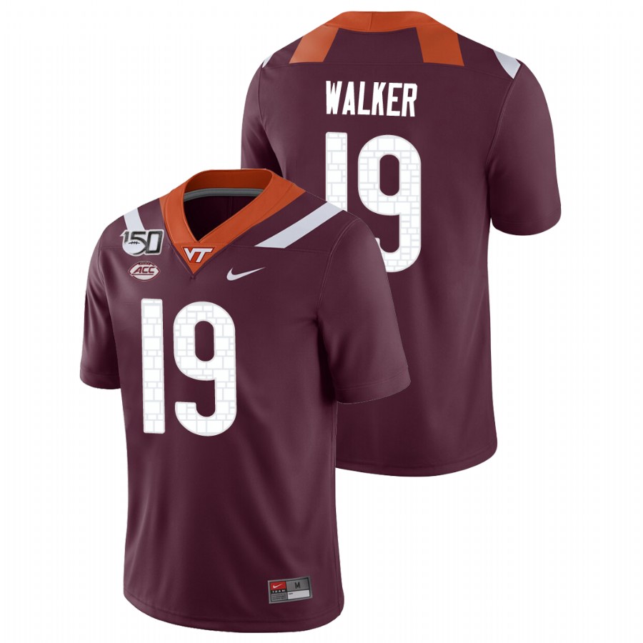 Men's Virginia Tech Hokies #19 J.R. Walker Nike Maroon College Game Football Jersey