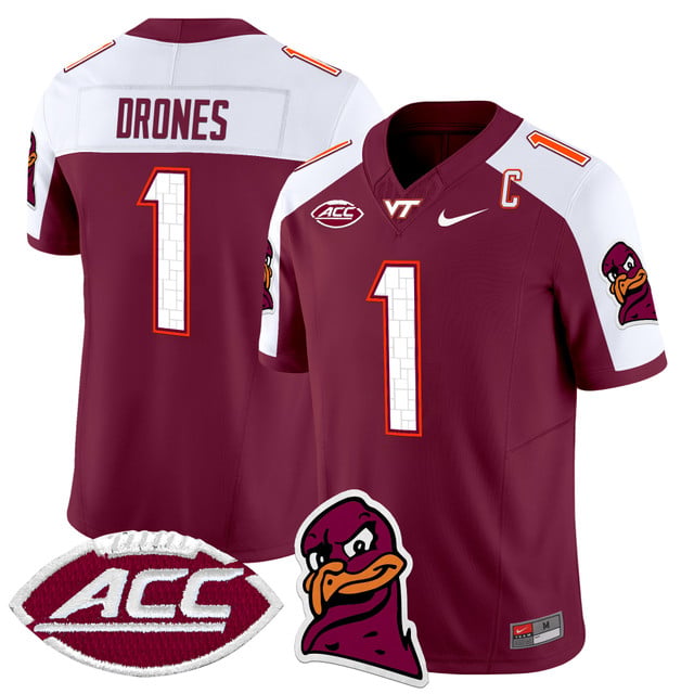 Men's Virginia Tech Hokies 2025 Vapor Limited Jersey maroon #1 Kyron Drones