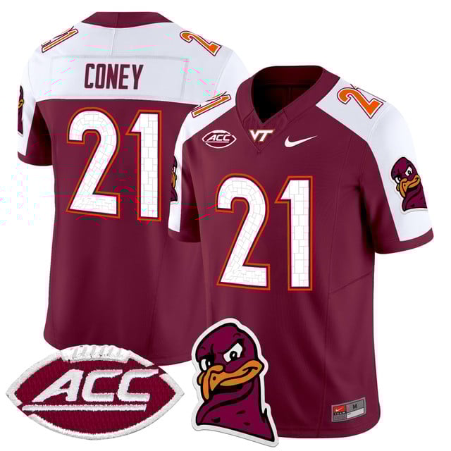 Men's Virginia Tech Hokies 2025 Vapor Limited Jersey maroon #21 Jeremiah Coney