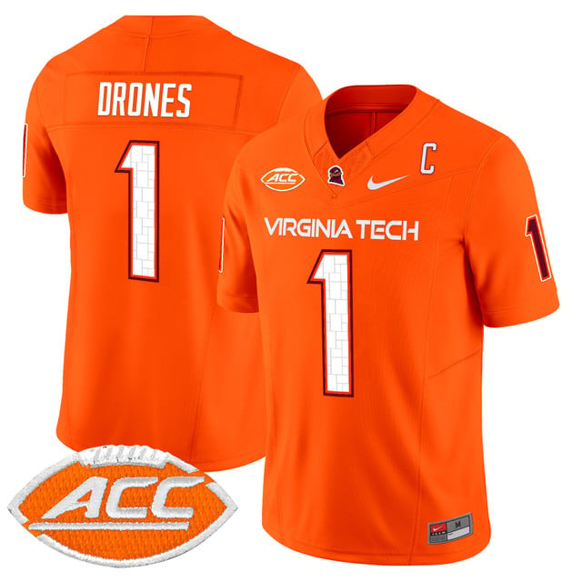 Men's Virginia Tech Hokies 2025 Vapor Limited Jersey orange #1 Kyron Drones