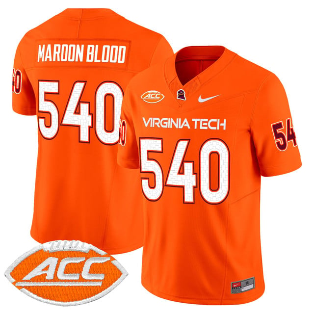Men's Virginia Tech Hokies 2025 Vapor Limited Jersey orange #540 Maroon Blood